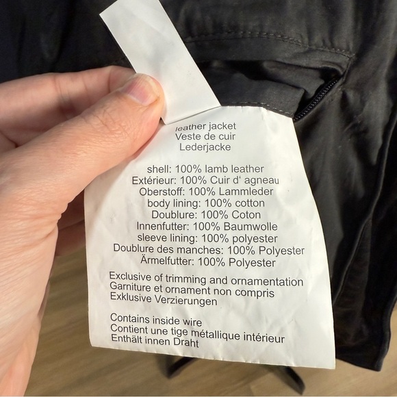 NWT Mauritius Distressed Black Leather Sofia Motorcycle Jacket, Size 14 - Picture 12 of 16